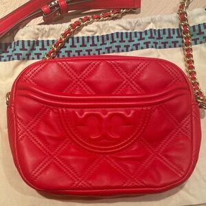 Tory Burch Soft Fleming Red Camera Crossbody Bag/Shoulder
Bag